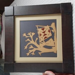 Professionally Framed Scherenschnitte Art Tree and Quilt Design Rhonda Hinsdale